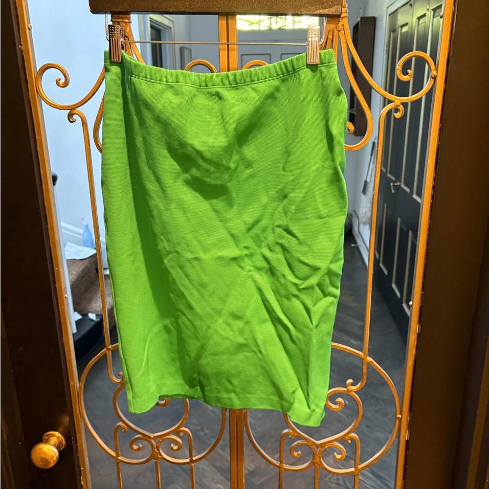 Designer Jil Sander Emerald Kelly Green Knit Skirt Strech Italy size 40